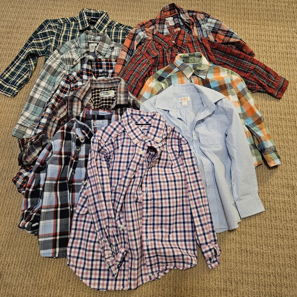 Lot Of 10 Plaid Button Ups Size 5T